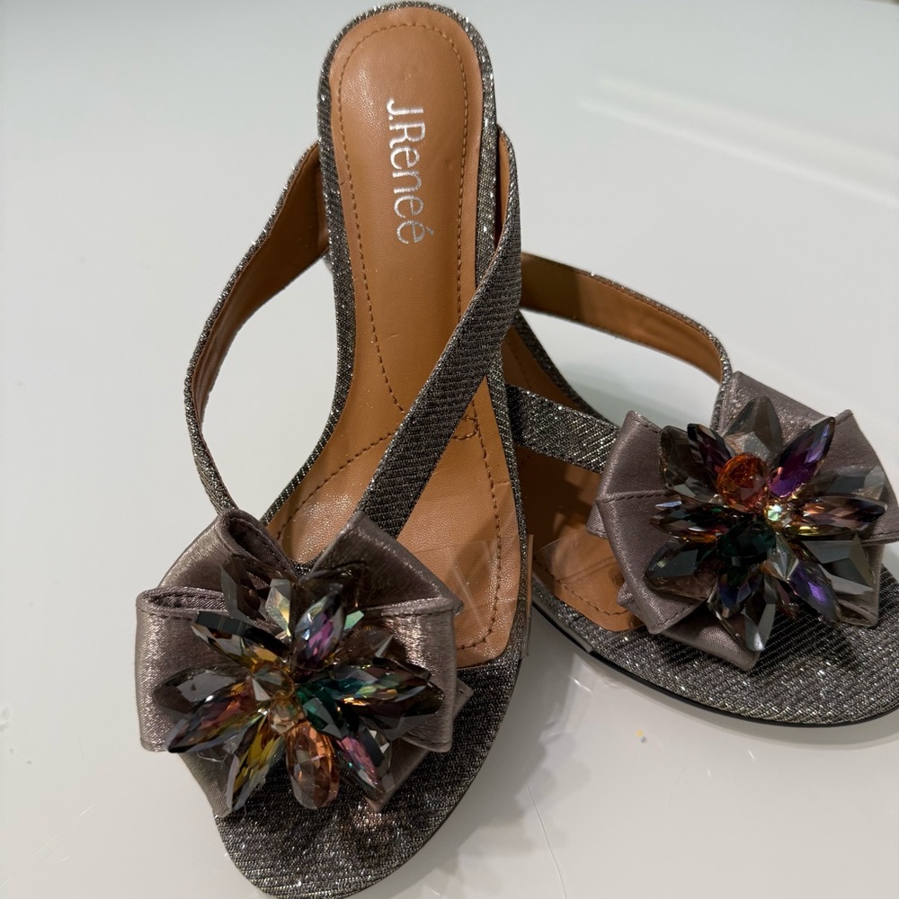 New J.Renee Crystal Embellished Slingback Heels – Silver, Size 8.5M - Picture 2 of 6